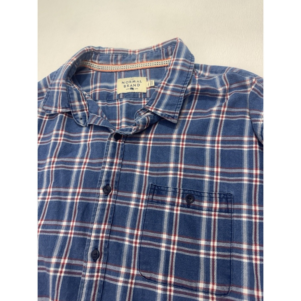 The Normal Brand Mens Plaid Xl Button Down Blue Preppy Classic